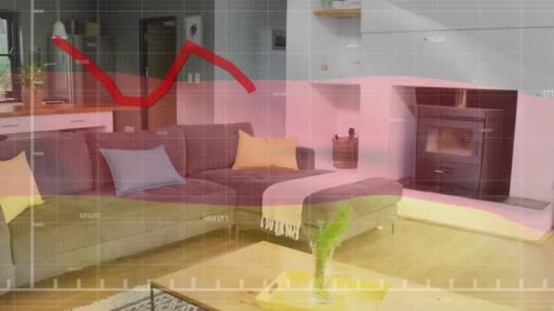 Animación Diagrama Rojo Procesamiento Datos Bandera Alemania Sobre Interior Casa — Vídeos de Stock