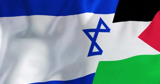 Анимация Флагов Израиля Палестинского Размахивания Палестина Израиль Национальный Флаг Конфликт — стоковое видео