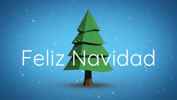 Animação Felix Navidad Texto Neve Caindo Sobre Girando Árvore Natal — Vídeo de Stock