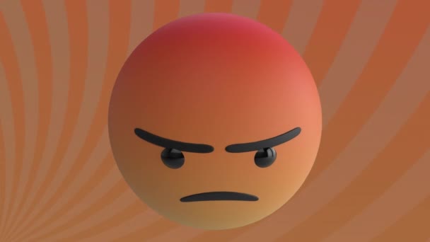 Animation Von Wütenden Gesichts Emojis Gegen Strahlen Nahtlosem Muster Vor — Stockvideo