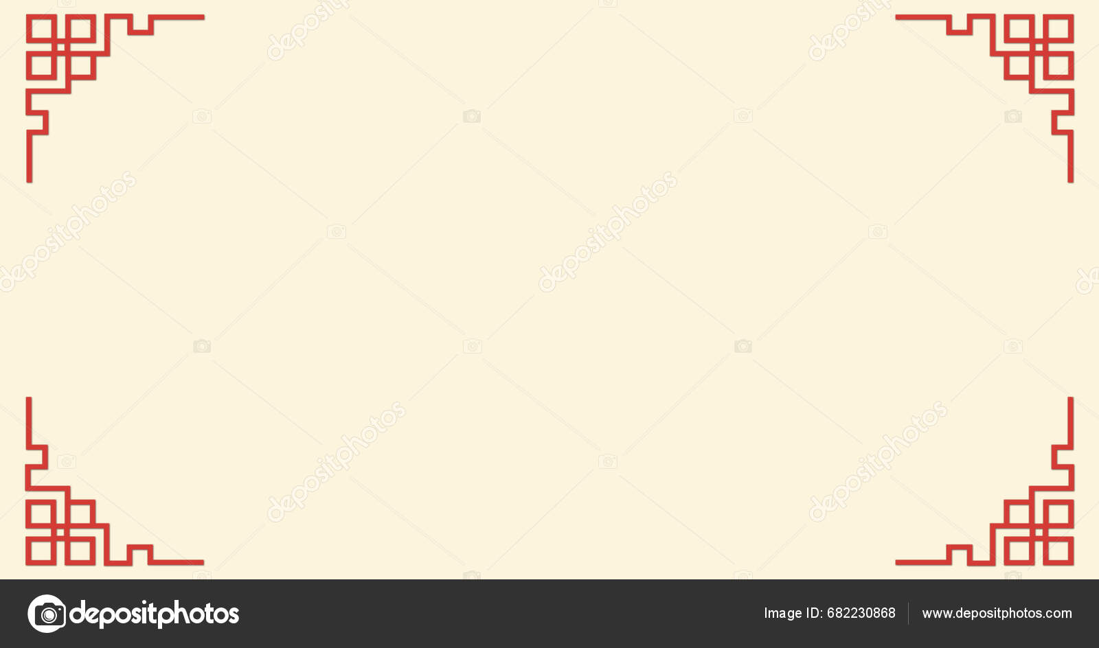 Red Chinese Pattern Corners Yellow Background Chinese New Year ...