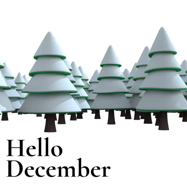 Kompozyt Powitania Grudzień Tekst Tle Zimowego Krajobrazu Zima Boże Narodzenie — Zdjęcie stockowe