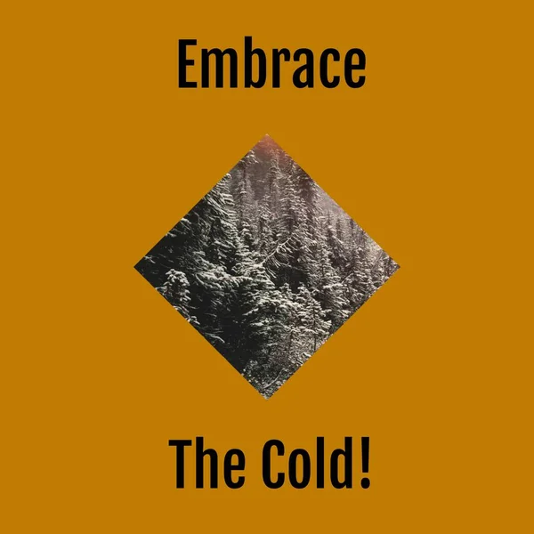 Soğuk Metni Karlı Kış Manzarası Arka Planında Kucaklamanın Birleşimi Kış — Stok fotoğraf