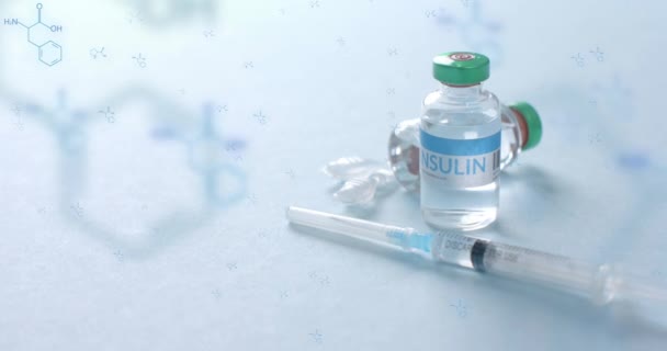 Schéma Struktury Prvků Přes Injekční Stříkačku Injekční Lahvičky Inzulínem Věda — Stock video
