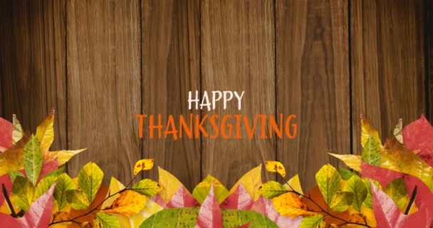 喜庆的动画 秋天的落叶和木制背景 感恩节 美国传统和庆祝概念数字生成的视频 — 图库视频影像