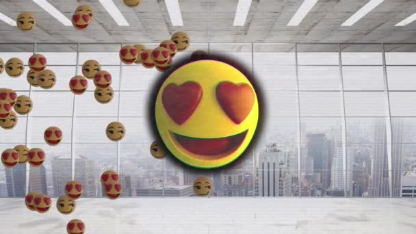 Animation Von Herz Emoji Symbolen Den Sozialen Medien Über Dem — Stockvideo