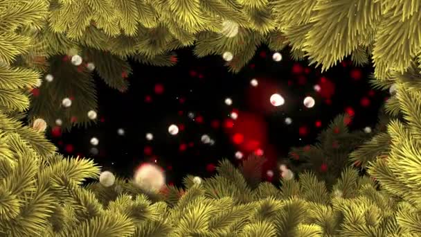 Animazione Rami Albero Natale Sfondo Neve Che Cade Natale Tradizione — Video Stock