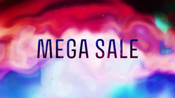 Animacja Tekstu Mega Sprzedaży Czerwonym Różowym Niebieskim Tle Cieczy Sprzedaż — Wideo stockowe