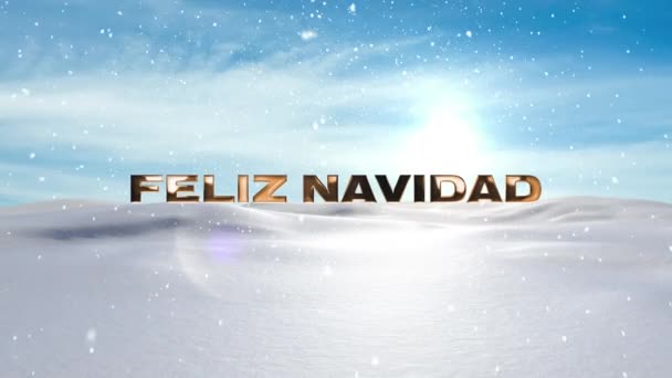 Animatie Van Feliz Navidad Tekst Sneeuw Achtergrond Kerst Traditie Viering — Stockvideo