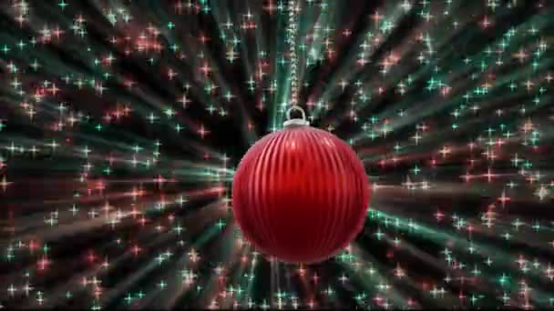 Siyah Arka Planda Peri Işıkları Olan Kırmızı Bir Noel Animasyonu — Stok video