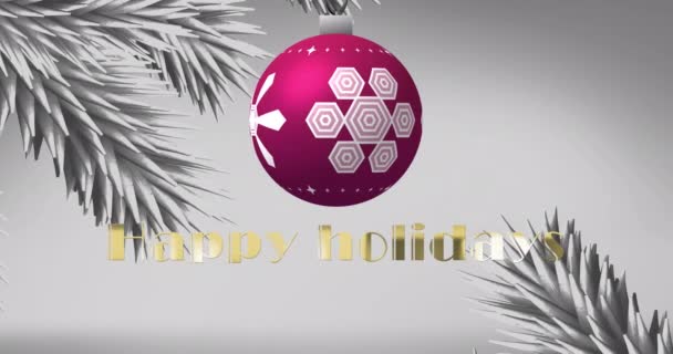 Анімація Веселих Свят Текст Різдвяна Дрібничка Білому Тлі Різдво Традиція — стокове відео