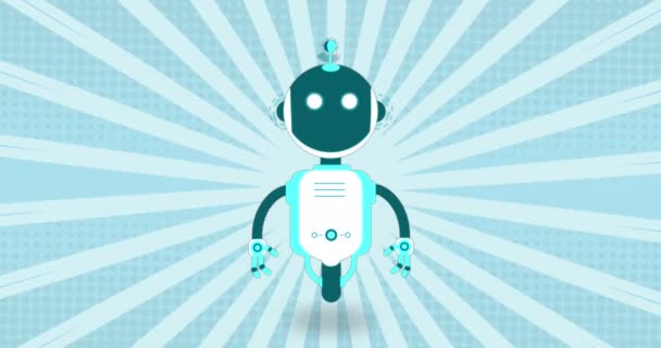 在五彩斑斓的圆圈背景上 艾聊天机器人的动画 全球人工智能 通信和数字接口概念 — 图库视频影像