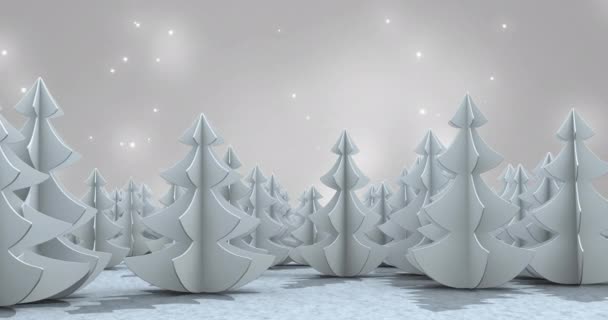 Анімація Білих Ялинок Білому Тлі Різдво Традиція Концепція Святкування Цифрове — стокове відео