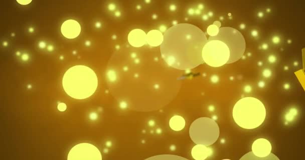 Animáció Jelen Csillagok Felett Esik Sárga Háttér Karácsony Hagyomány Ünnepség — Stock videók