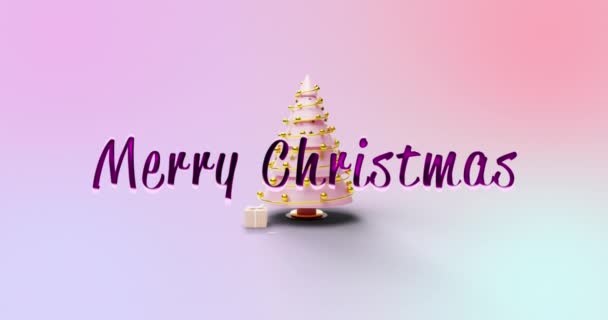 クリスマスツリー上の陽気なクリスマステキストのアニメーション クリスマス お祝いのコンセプトをデジタルで — ストック動画