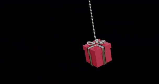Animation Red Christmas Present Bauble Black Background Christmas Tradition Celebration — Stock Video