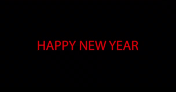 Animation Happy New Year Text Glowing Lights Black Background New — Stock Video