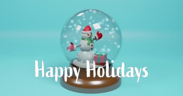 Анімація Веселих Свят Текст Різдвяний Сніговий Глобус Фоні Різдво Традиція — стокове відео