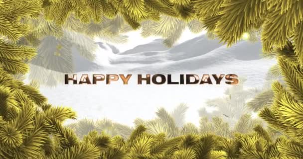 Animation Happy Holidays Text Brands Winter Scape Χριστούγεννα Παράδοση Και — Αρχείο Βίντεο