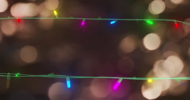 Анімація Мерехтливих Казкових Вогнів Над Плямами Світлого Фону Різдво Традиція — стокове відео