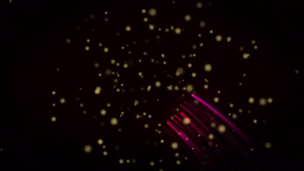 用复制空间在发光的红光小径上对黑色背景进行黄斑动画制作 技术背景概念 — 图库视频影像