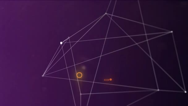 Animacja Neonowej Ikony Kontrolera Gier Wideo Sieci Połączeń Fioletowym Tle — Wideo stockowe