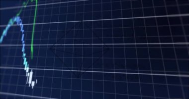 Değişen sayılar ve siyah arkaplan üzerindeki ızgara desenli çoklu grafiklerin animasyonu. Dijital olarak üretilmiş, hologram, illüstrasyon, rapor, büyüme, üç boyutlu ve iş konsepti.