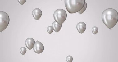 Beyaz arka planda gümüş balon animasyonu. Yeni yıl, yeni yıl arifesi, gelenek ve kutlama konsepti dijital olarak oluşturulmuş video.