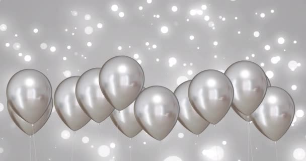 银球在银白色背景上的动画 新年前夕 传统和庆祝概念数码制作的视频 — 图库视频影像
