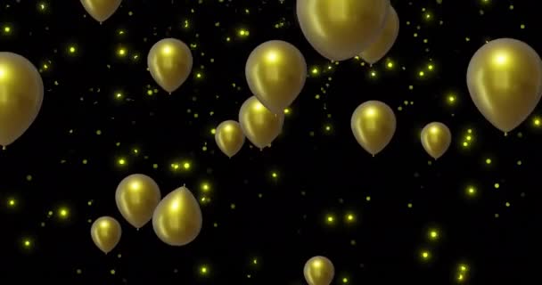 Animação Balões Ouro Sobre Fundo Preto Ano Novo Véspera Ano — Vídeo de Stock