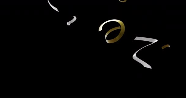 在黑色背景上的金银花动画 新年前夕 传统和庆祝概念数码制作的视频 — 图库视频影像