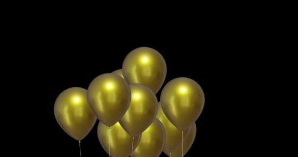 Κινούμενα Σχέδια Χρυσά Μπαλόνια Μαύρο Φόντο Πρωτοχρονιά Παραμονή Πρωτοχρονιάς Παράδοση — Αρχείο Βίντεο