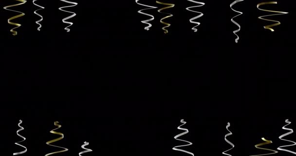 Siyah Arka Planda Altın Gümüş Flama Animasyonları Yeni Yıl Yeni — Stok video