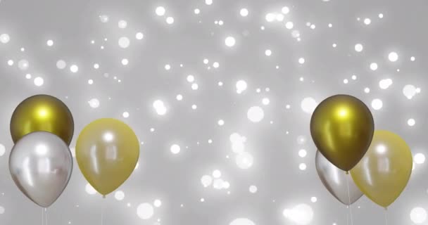 배경에 금색과 풍선의 애니메이션 디지털 방식으로 비디오 — 비디오
