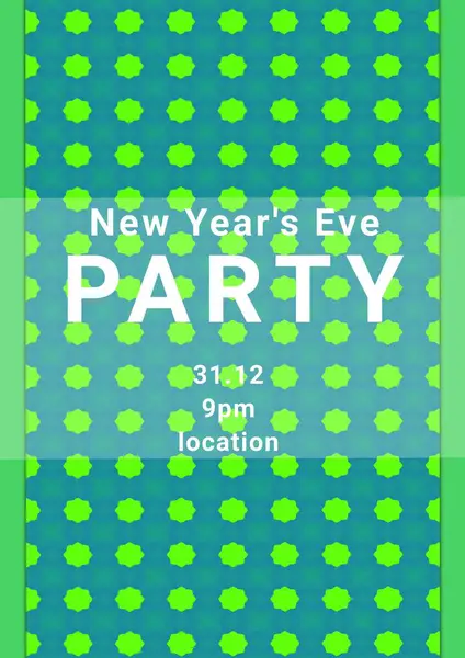 New year\'s eve party text with green pattern on green background. New year, new year\'s ever party and celebration concept digitally generated image.