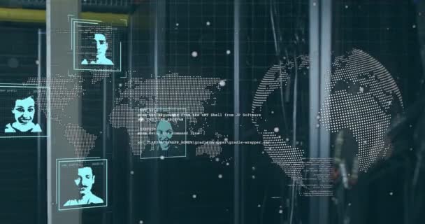 Анімація Зміни Піктограм Профілю Карта Світу Обертання Глобусу Проти Комп — стокове відео