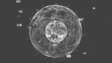 Gri arkaplanla bağlantılı dünya ağının animasyonu. Küresel ağ ve iş teknolojisi kavramı