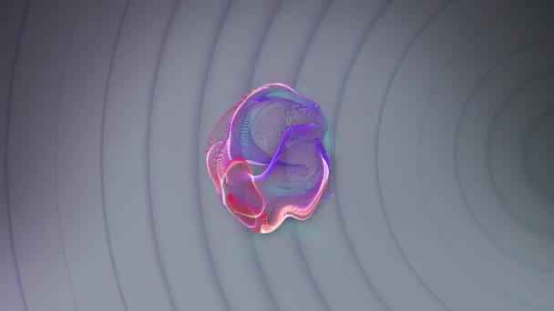 Animacja Fali Cyfrowej Neonowy Zegar Tykający Wzór Koła Neumorfizmu Szarym — Wideo stockowe