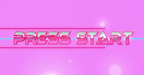 在霓虹灯横幅上对粉色背景上的亮点进行挑战接受文本的动画 电子游戏和娱乐技术概念 — 图库视频影像