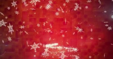 Mutlu bayramlar üzerine düşen kar tanelerinin animasyonu ve yılbaşı ağacı oluşturan kayan yıldızlar. Noel şenliği ve tatil sezonu konsepti