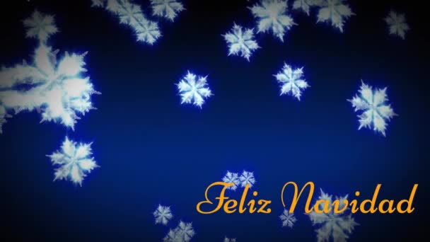Animação Feliz Navidad Banner Texto Flocos Neve Brilhantes Flutuando Contra — Vídeo de Stock