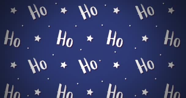 在蓝色背景的背景下 以无缝模式制作了Ho文字横幅和星条旗的动画 圣诞庆典和庆祝活动的概念 — 图库视频影像