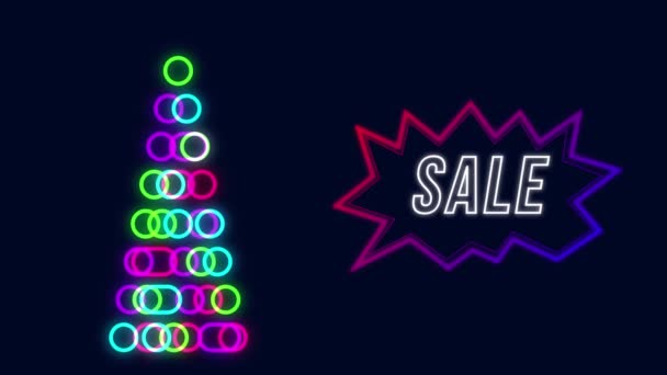 Animace Osvětlených Kruhů Tvořících Vánoční Stromeček Prodávající Text Řečové Bublině — Stock video