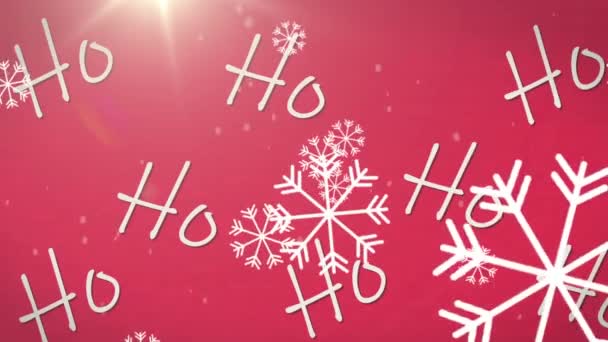 Animatie Van Kerstmis Sneeuwvlokken Vallen Tekst Rode Achtergrond Kerstmis Winter — Stockvideo
