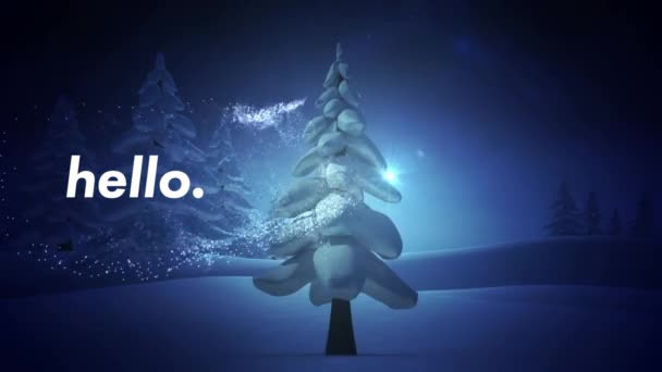 Animation Des Hallo Textes Über Dem Weihnachtsbaum Weihnachten Winter Tradition — Stockvideo