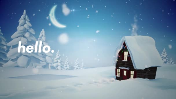Animation Von Hallo Text Über Winterlandschaft Weihnachten Winter Tradition Und — Stockvideo
