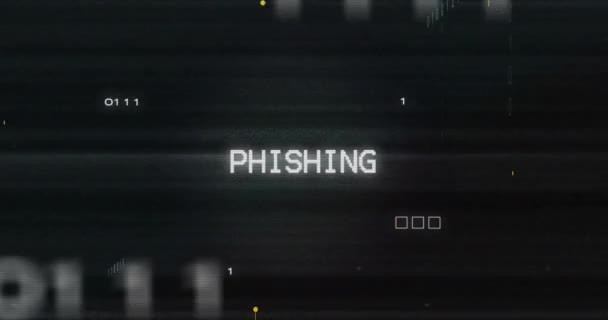 Animation Von Phishing Textbanner Über Datenverarbeitung Und Mikroprozessorverbindungen Computerschnittstelle Und — Stockvideo