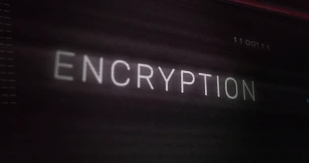Animering Kryptering Text Banner Över Mikroprocessoranslutningar Och Binär Kodning Koncept — Stockvideo