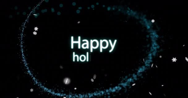 Animacja Wesołych Świąt Tekst Lekkie Szlaki Czarnym Tle Boże Narodzenie — Wideo stockowe