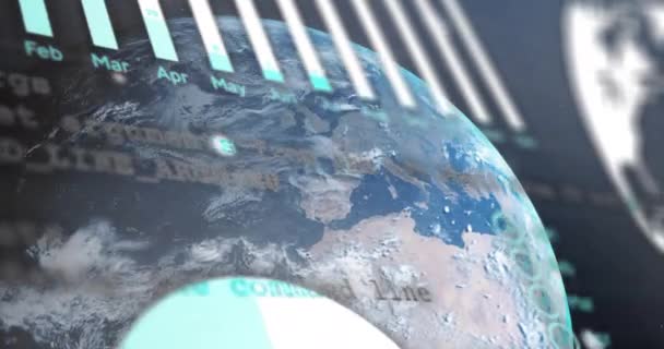 Animation Von Grafiken Globus Und Computersprache Über Globus Gegen Weltraum — Stockvideo
